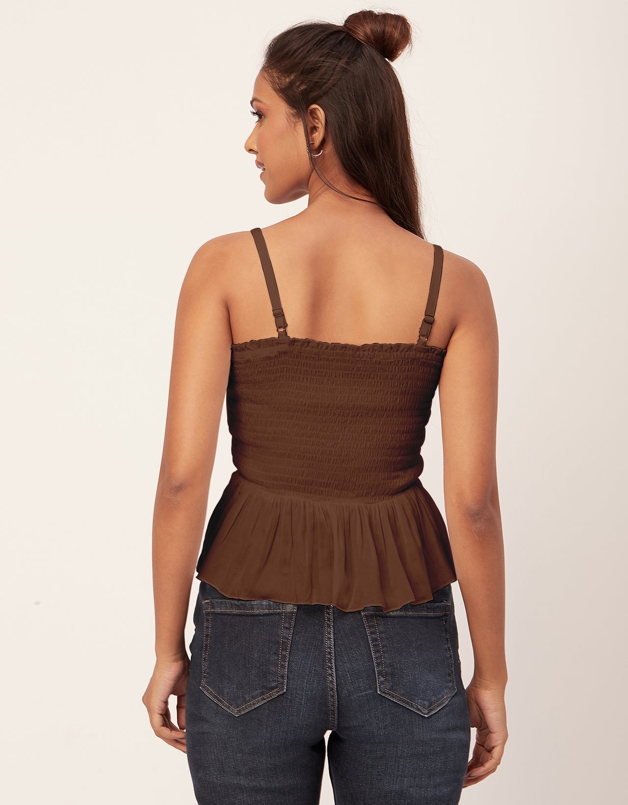 Solid Peplum Smocked Tube