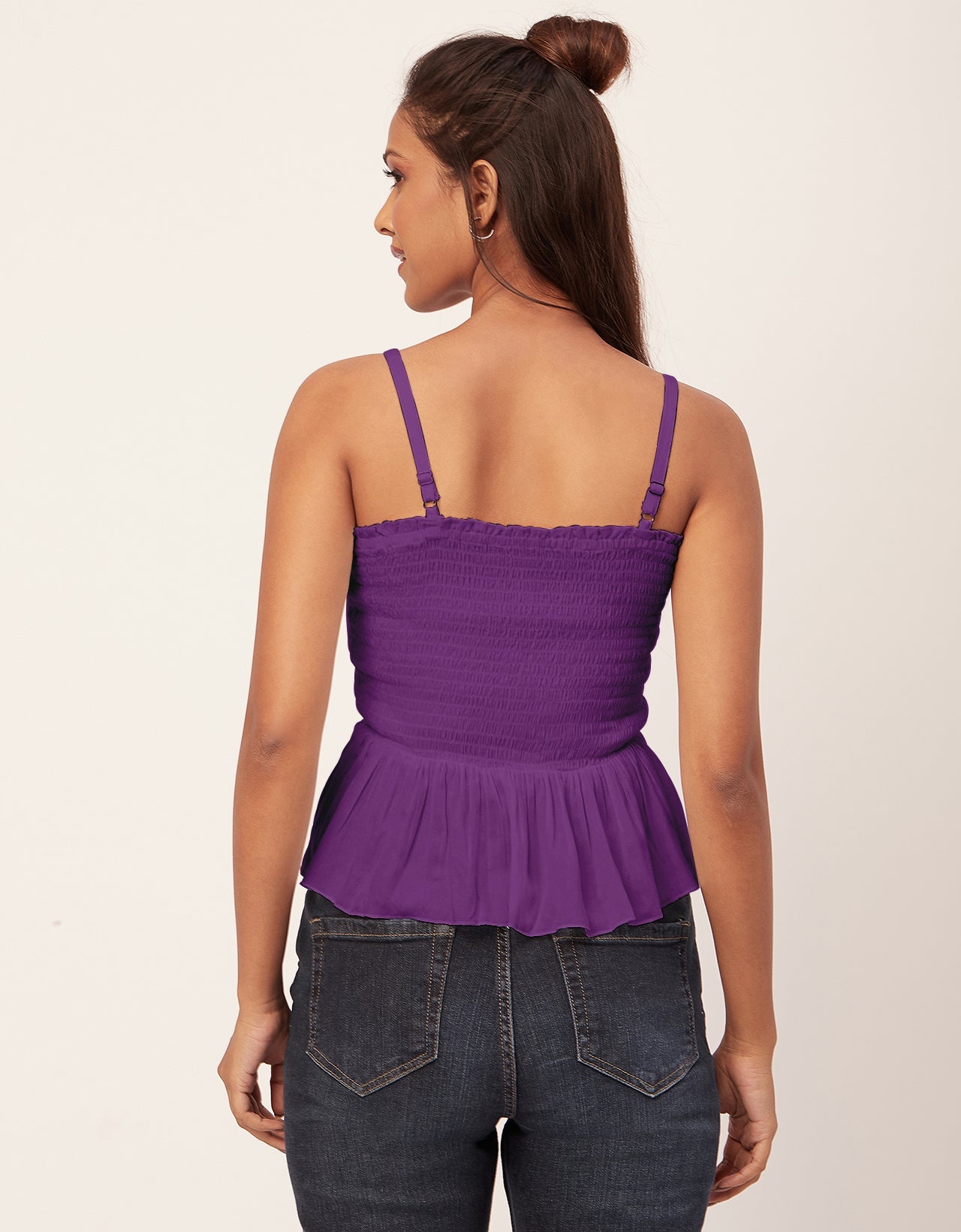 Solid Peplum Smocked Tube