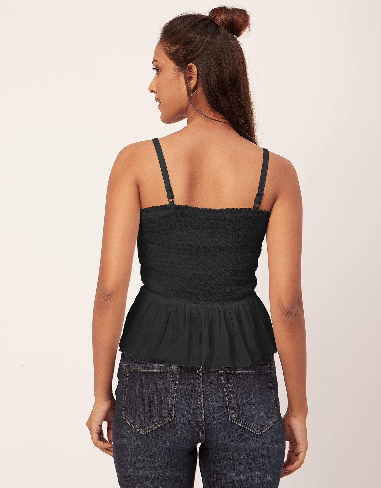 Solid Peplum Smocked Tube