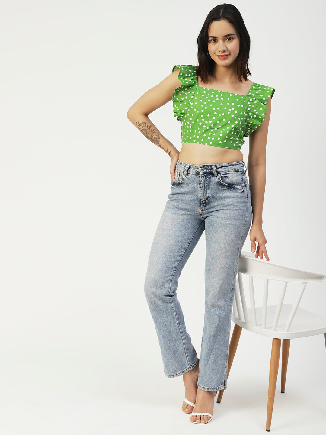 Crop Square Neck Flutter