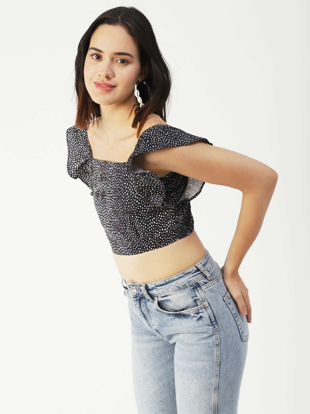 Crop Square Neck Flutter