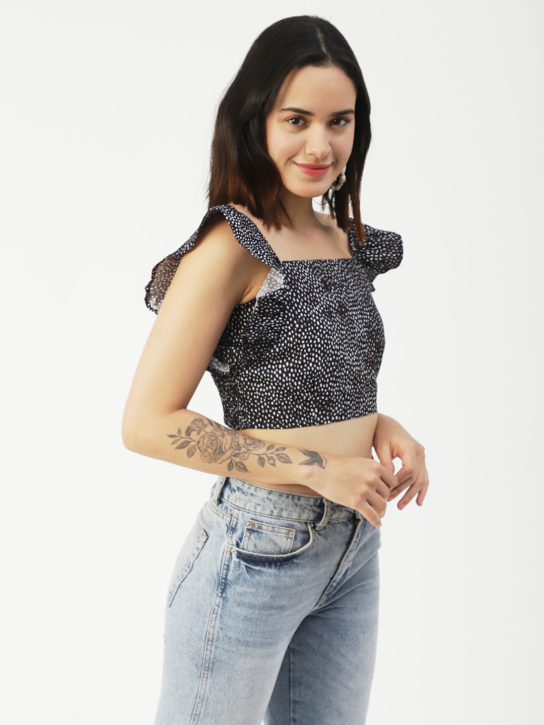 Crop Square Neck Flutter
