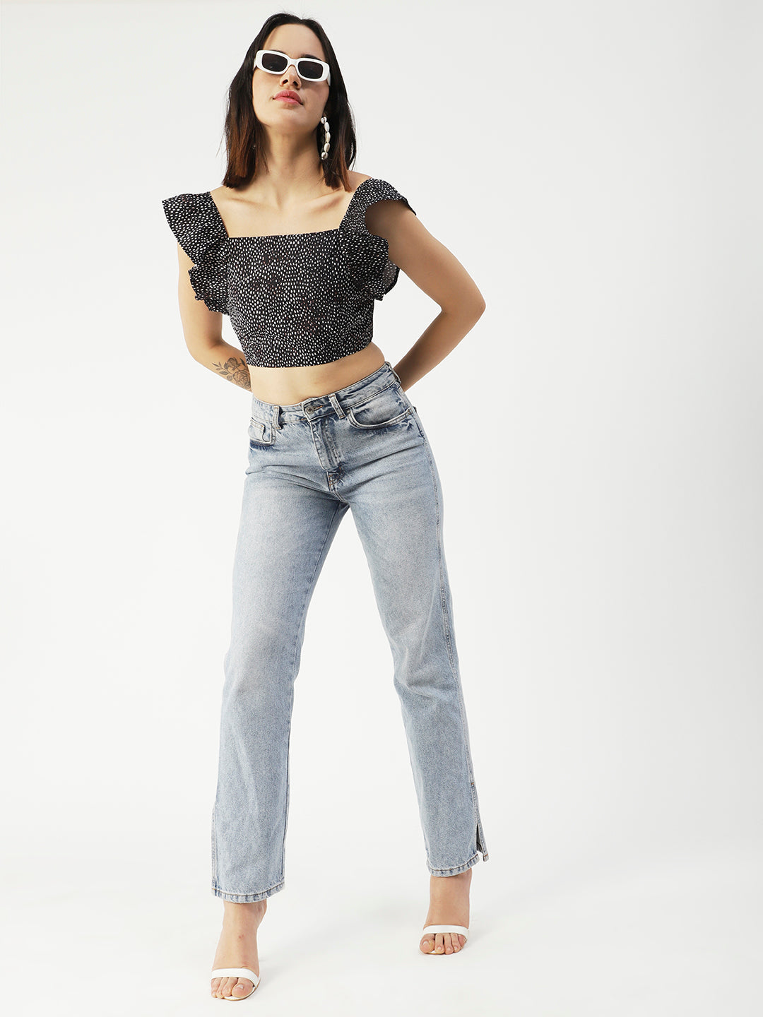 Crop Square Neck Flutter