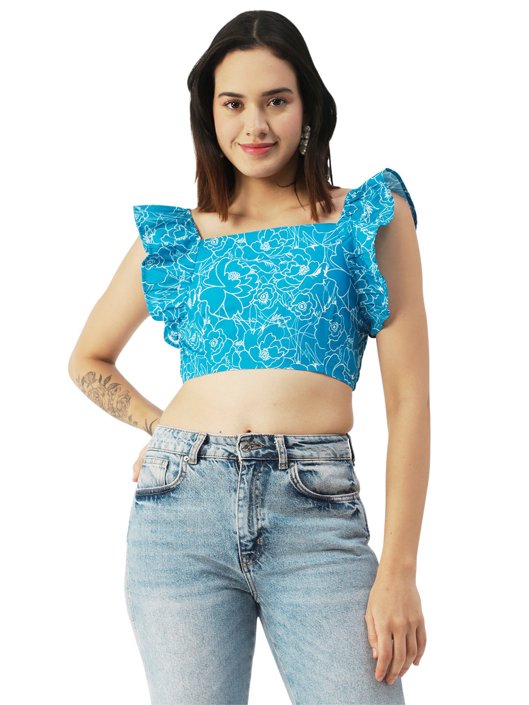 Crop Square Neck Flutter