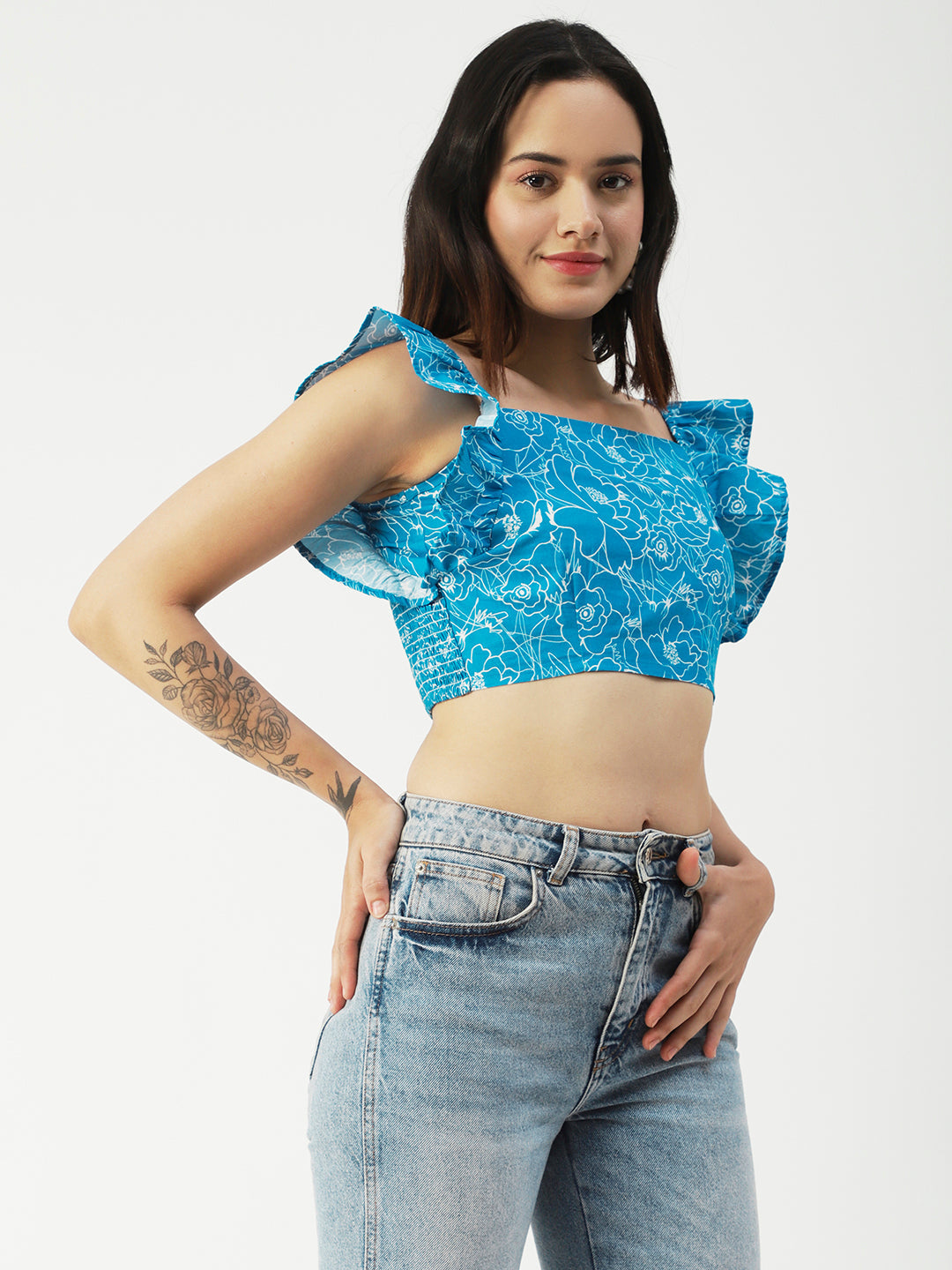 Crop Square Neck Flutter