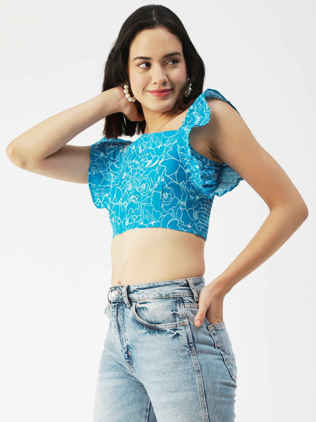 Crop Square Neck Flutter