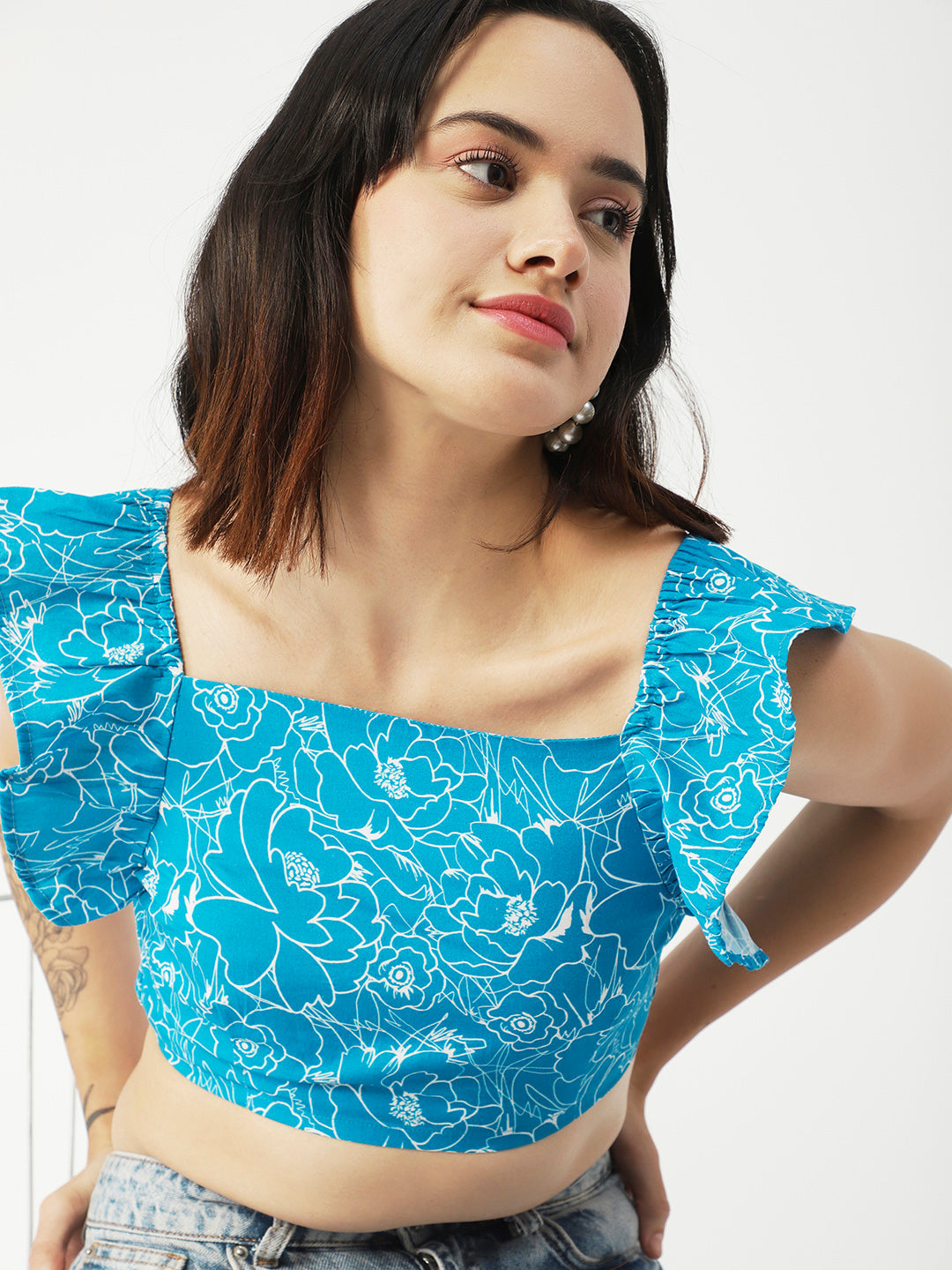 Crop Square Neck Flutter