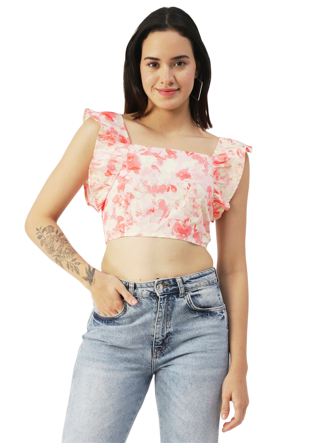 Crop Square Neck Flutter