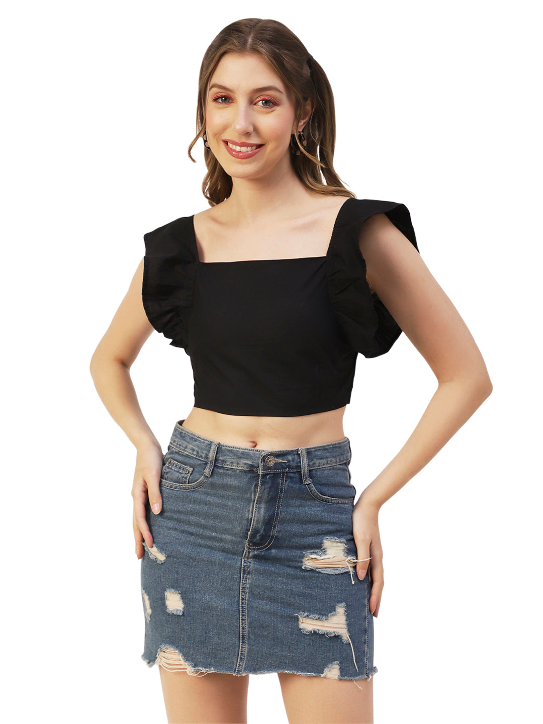Crop Square Neck Flutter