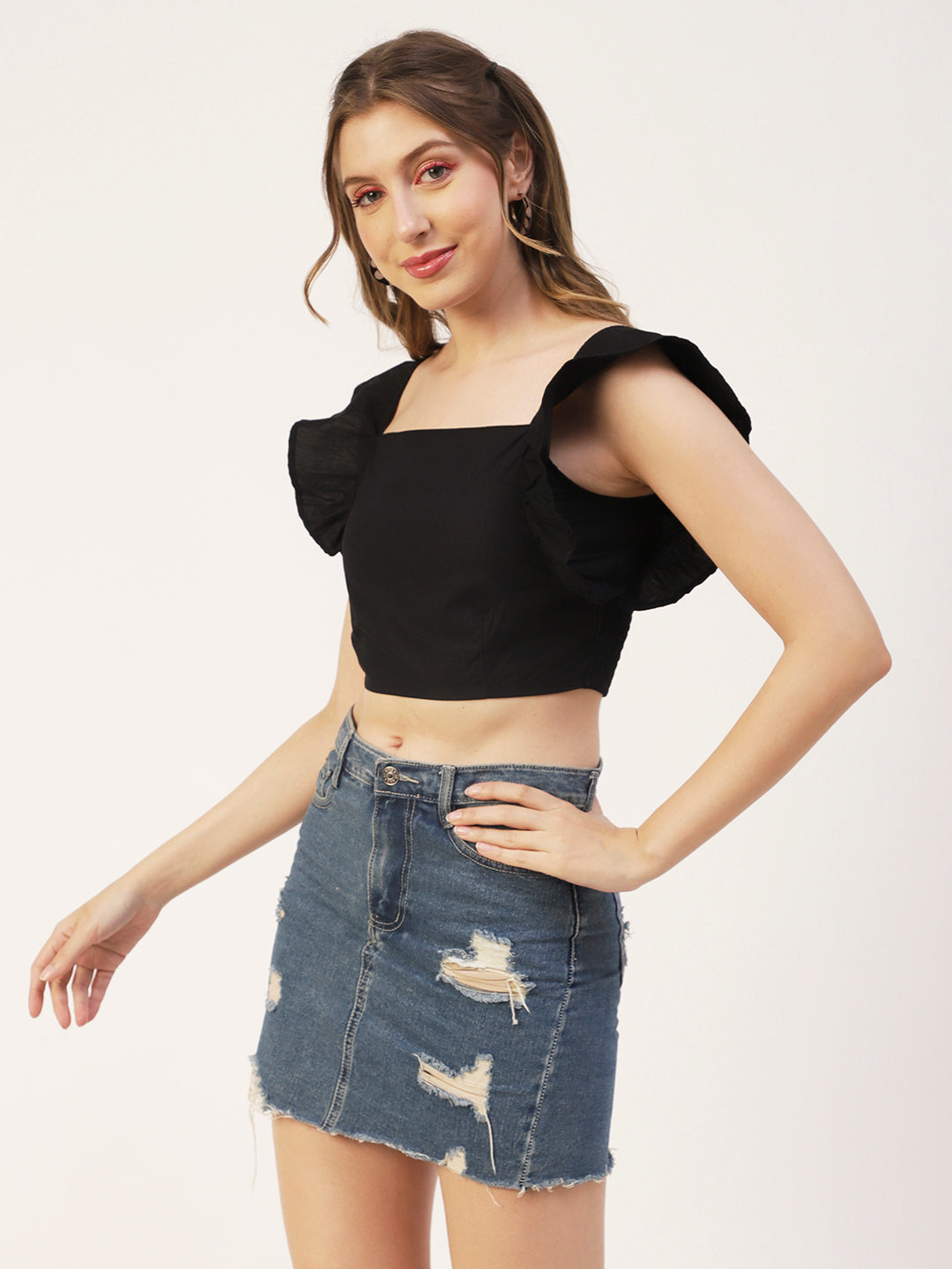 Crop Square Neck Flutter