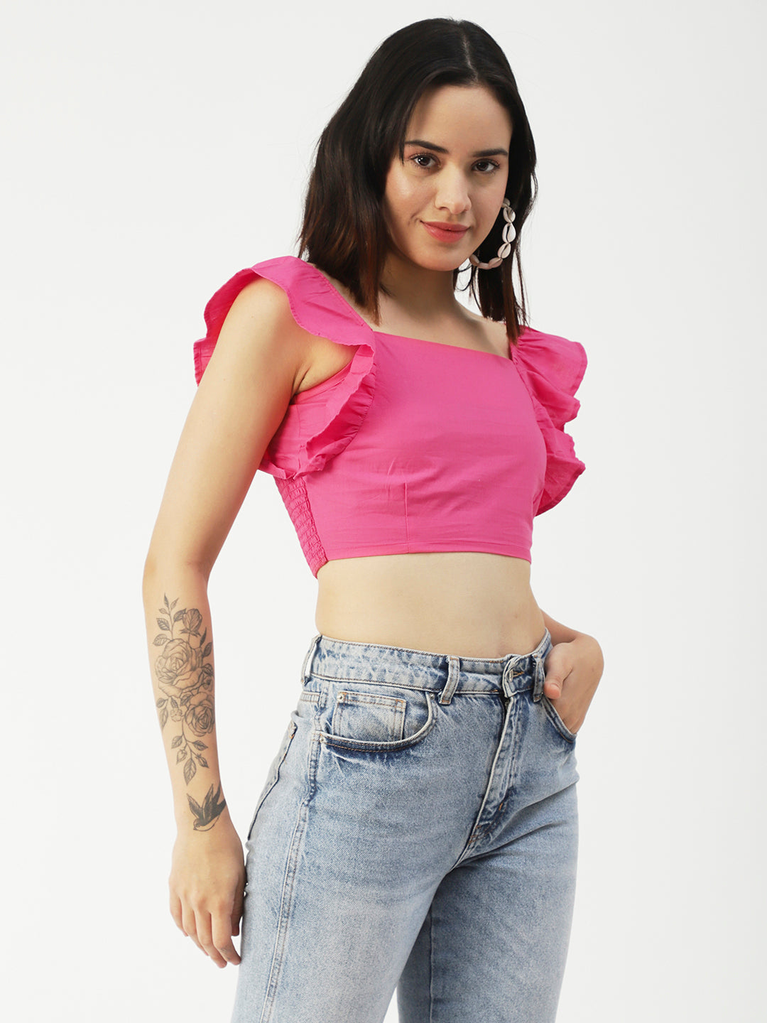 Crop Square Neck Flutter
