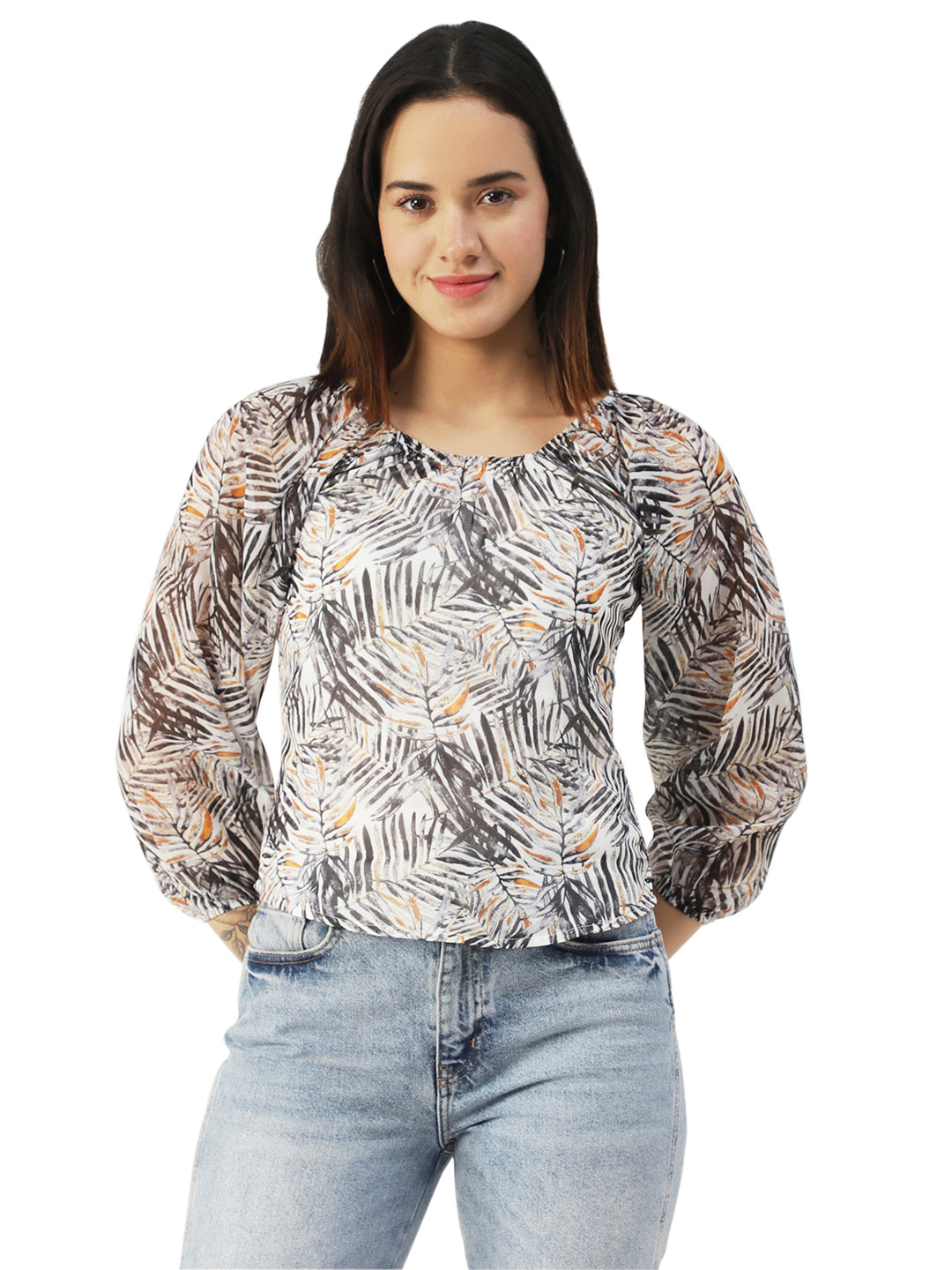 Printed Sheer Long Sleeve