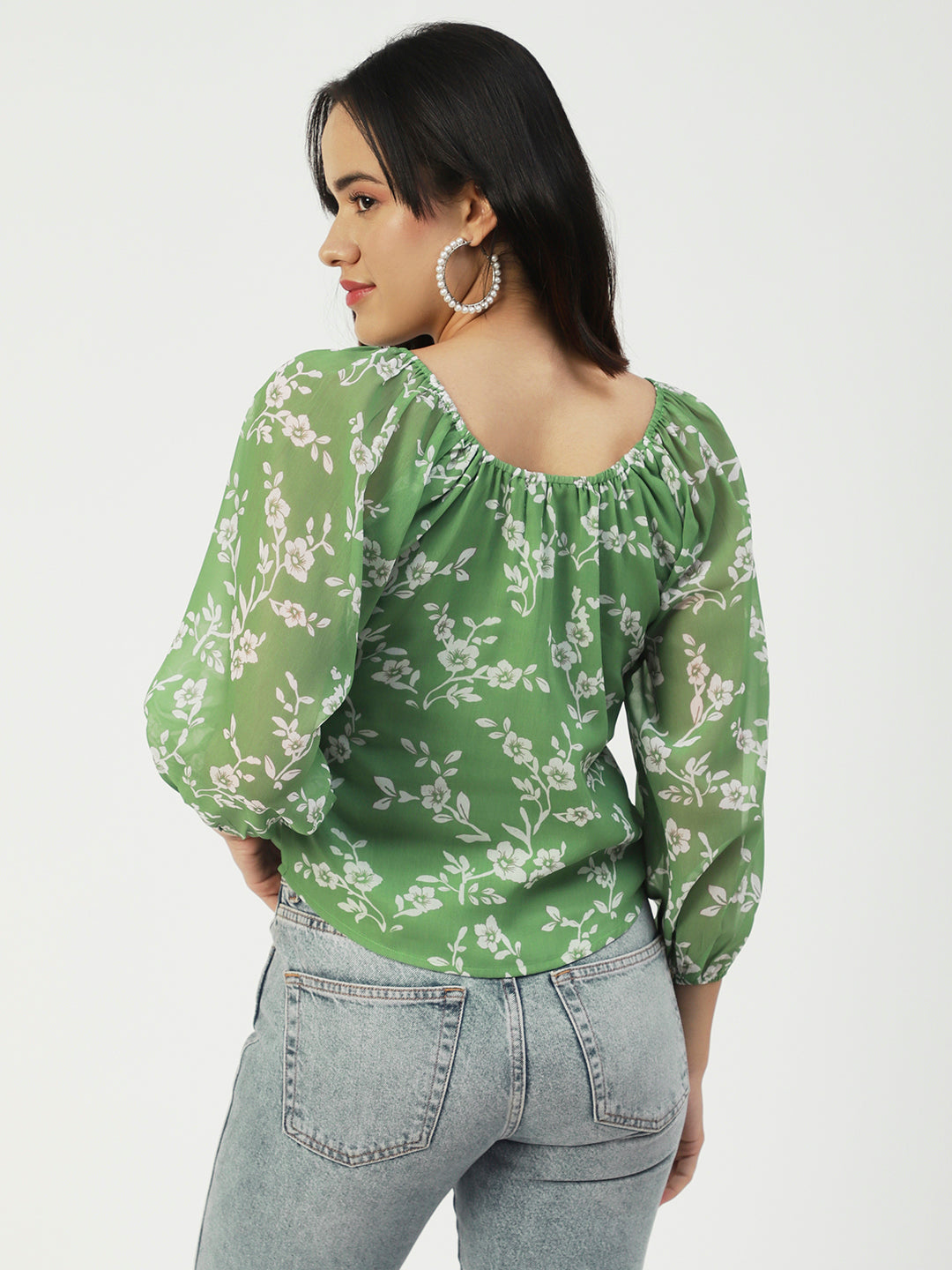 Printed Sheer Long Sleeve