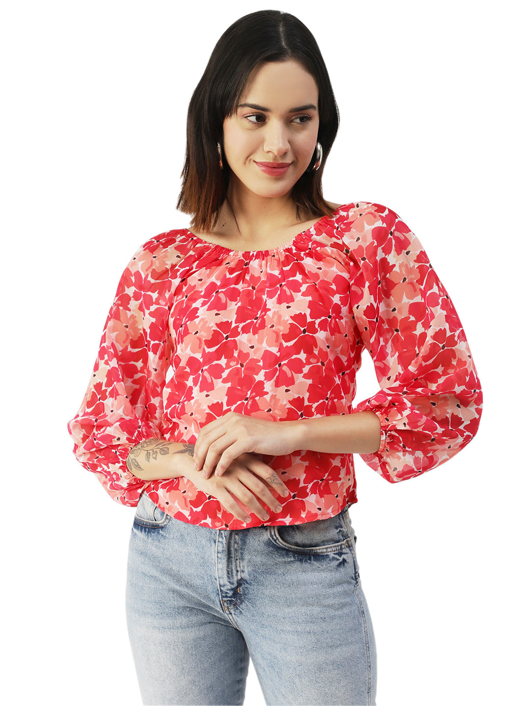 Printed Sheer Long Sleeve