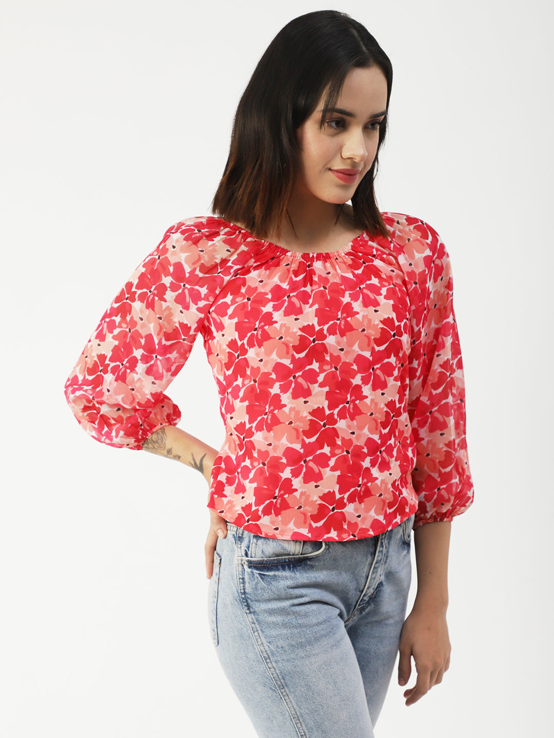 Printed Sheer Long Sleeve