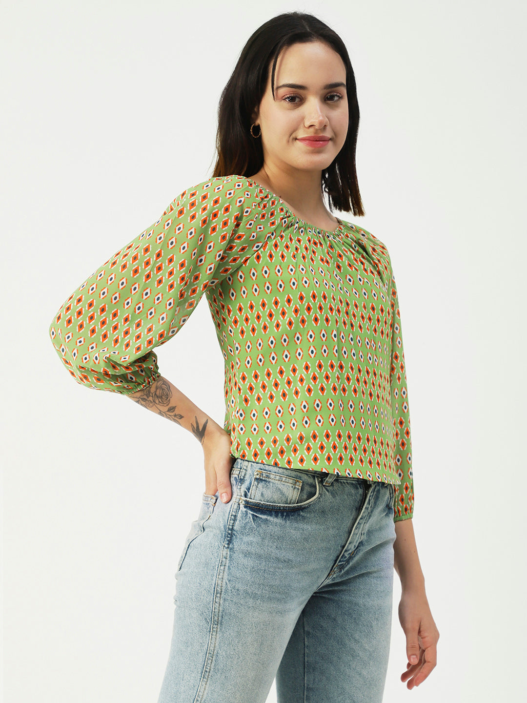 Printed Sheer Long Sleeve