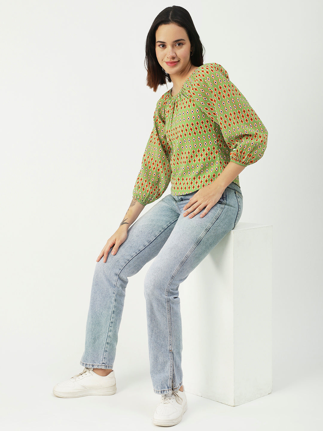 Printed Sheer Long Sleeve