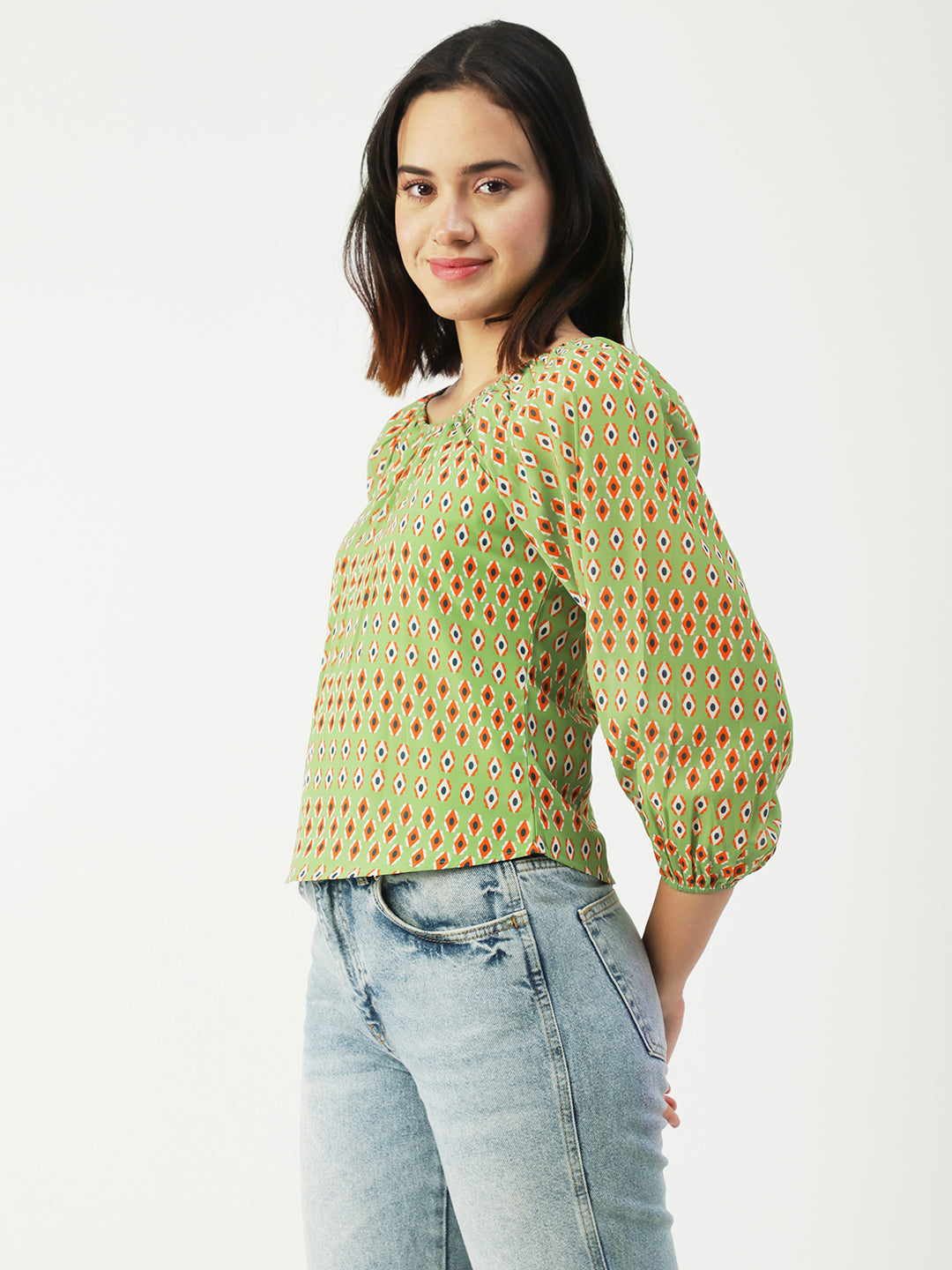 Printed Sheer Long Sleeve
