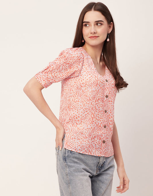 Printed Short Sleeve Top