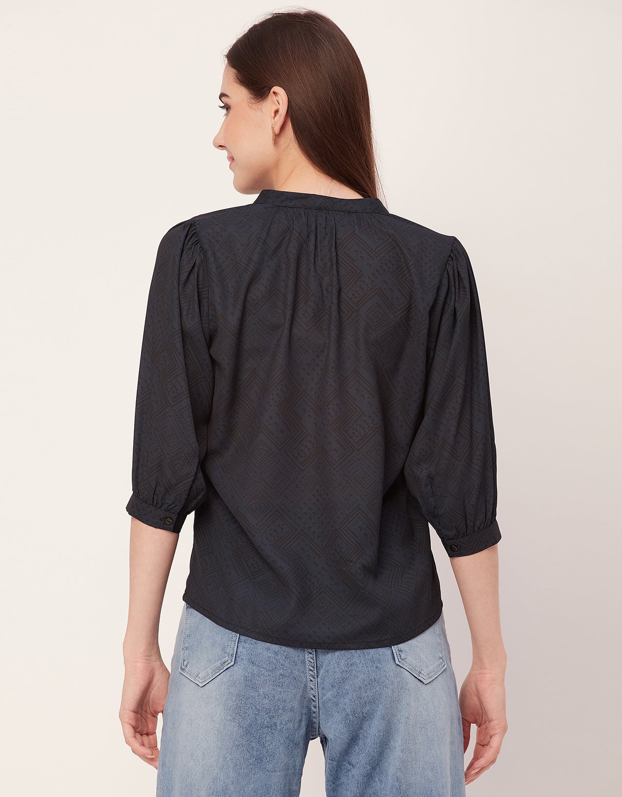 Puff Sleeve Band Collar