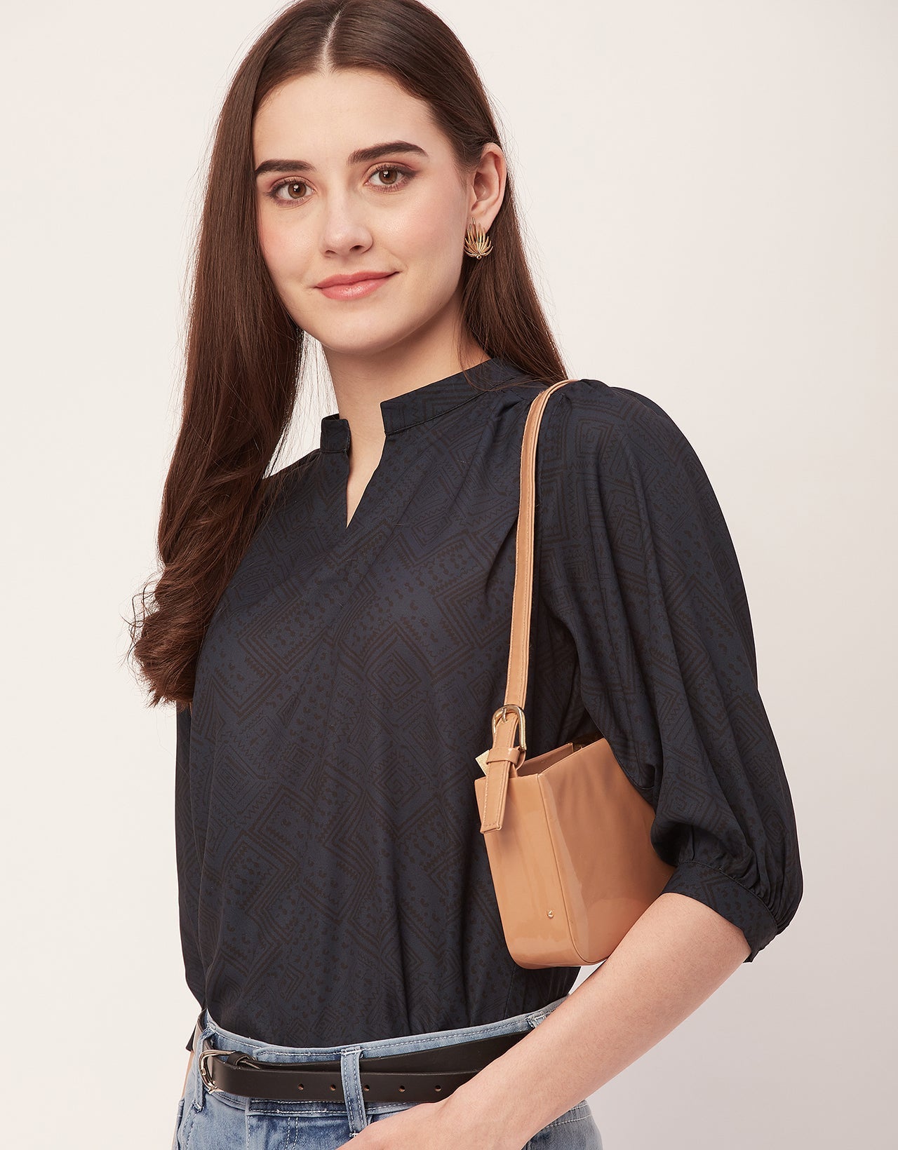 Puff Sleeve Band Collar