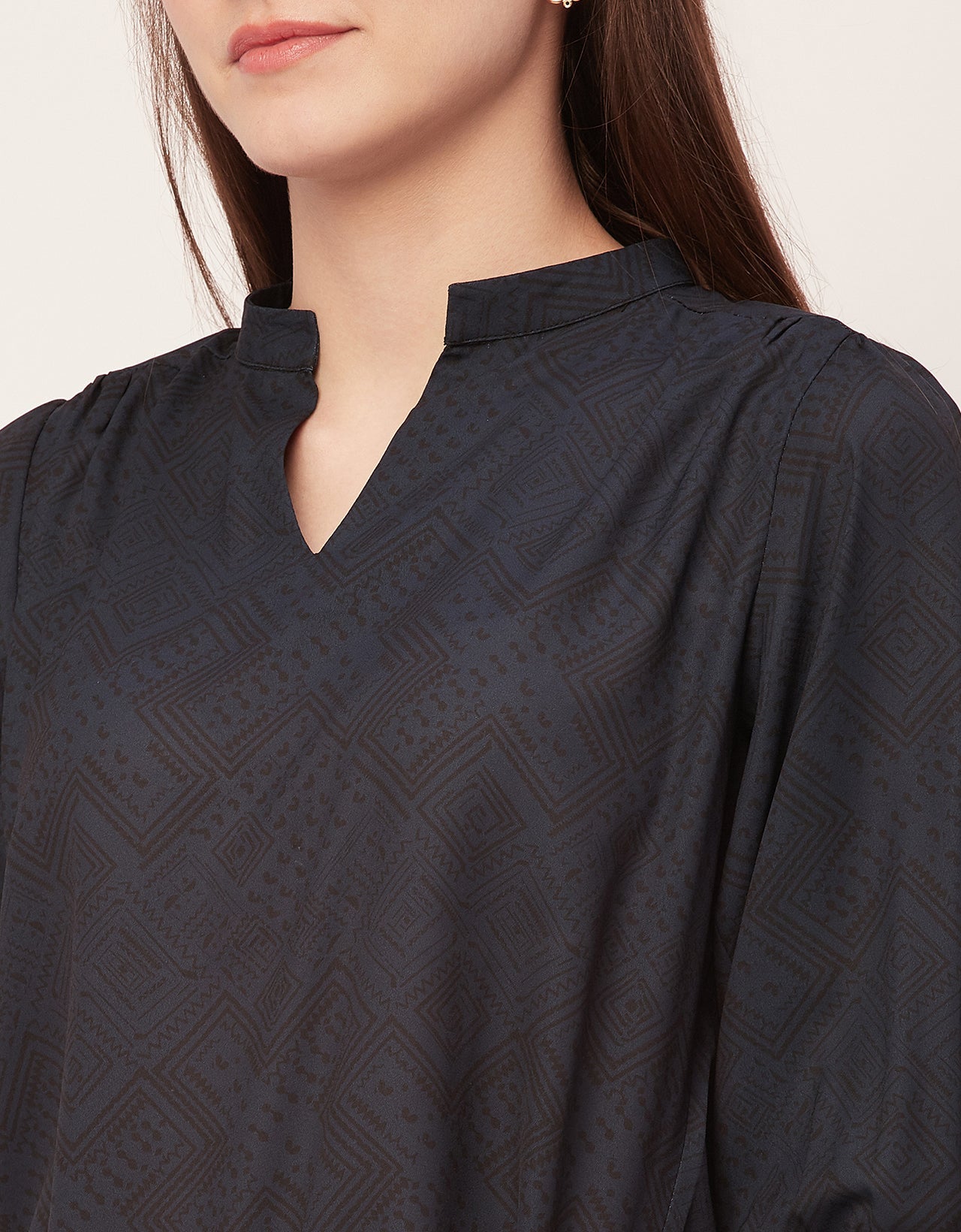 Puff Sleeve Band Collar