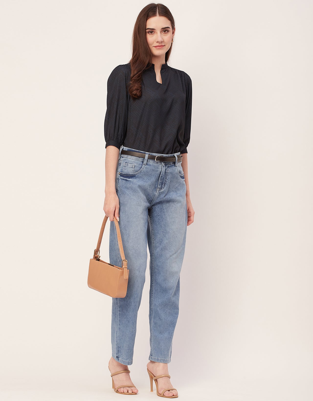 Puff Sleeve Band Collar