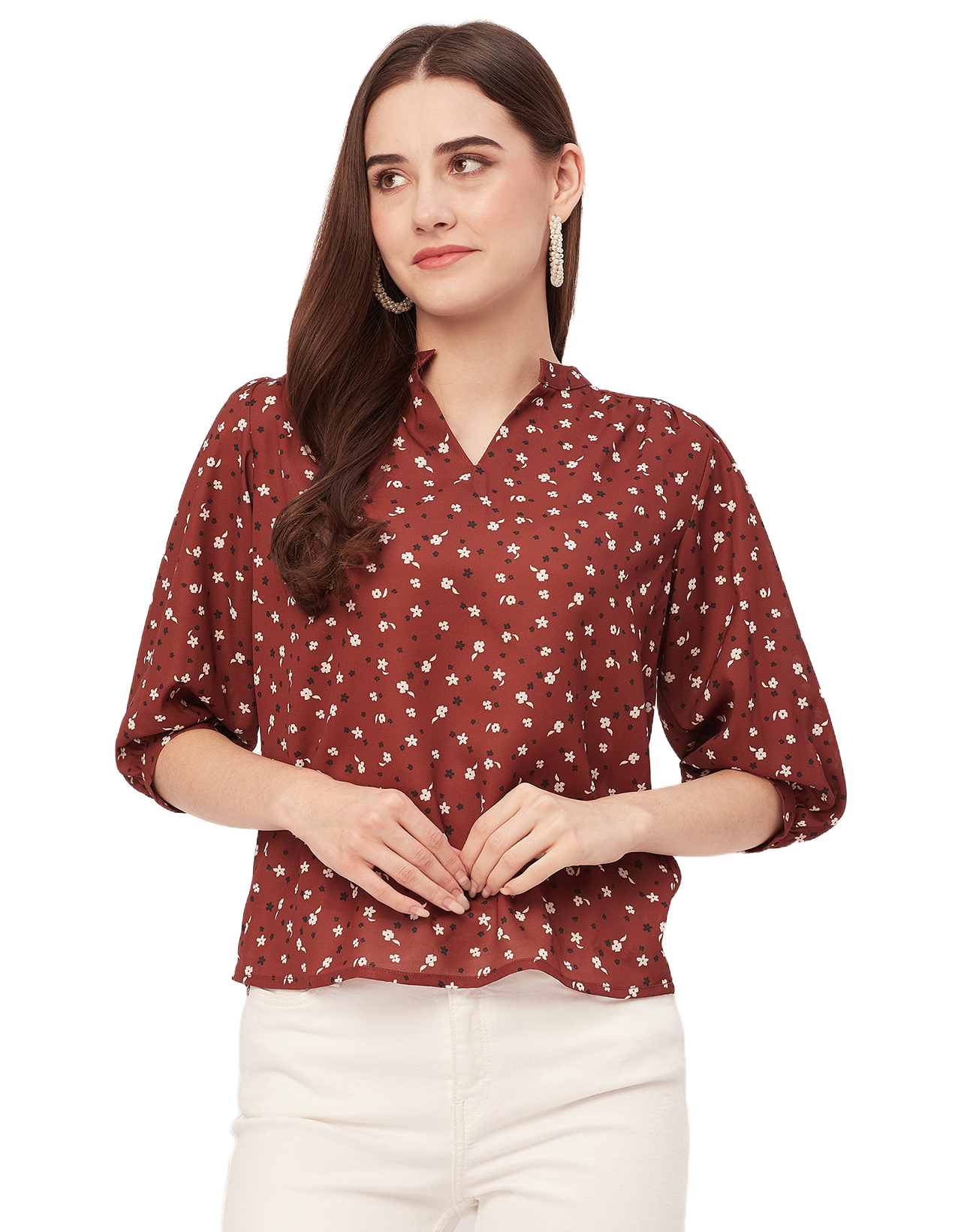 Puff Sleeve Band Collar