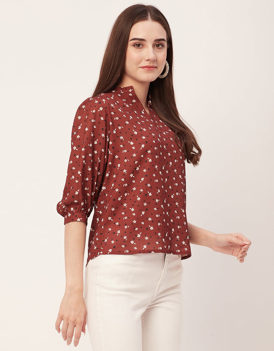 Puff Sleeve Band Collar