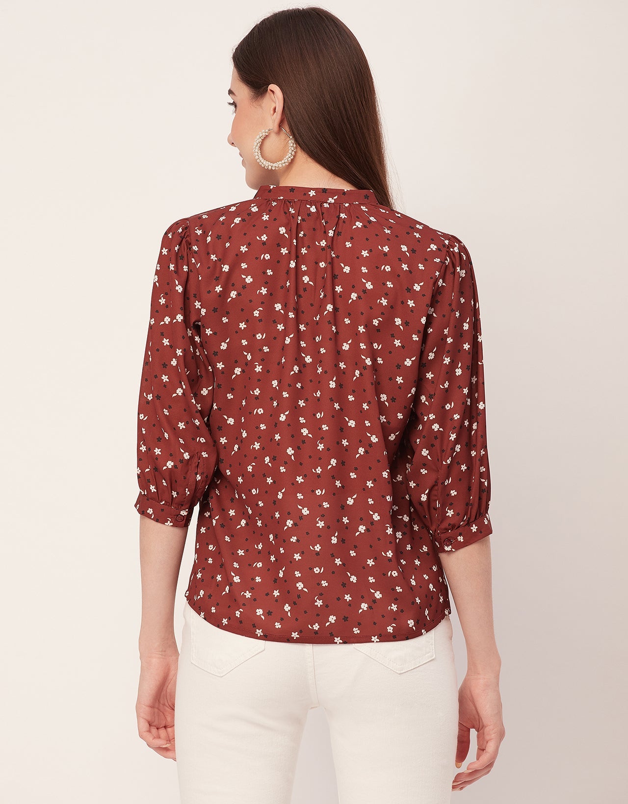 Puff Sleeve Band Collar