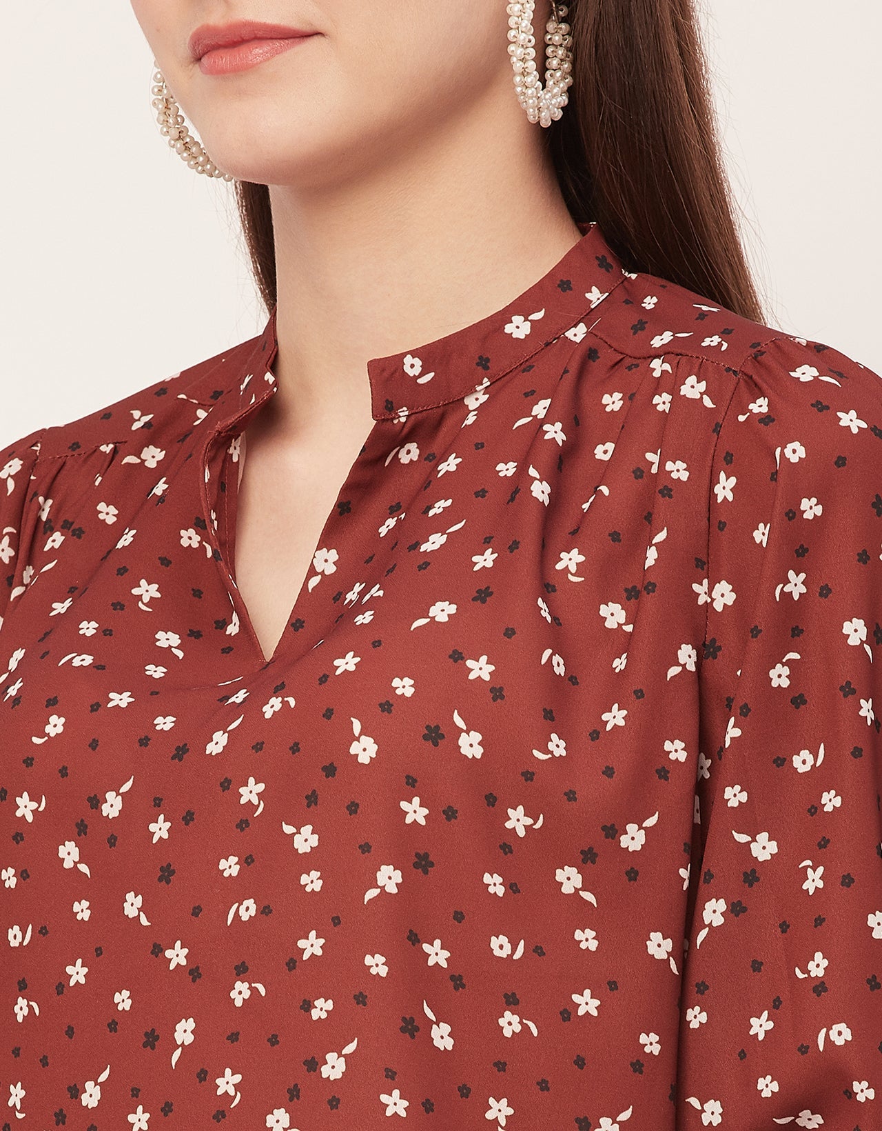 Puff Sleeve Band Collar