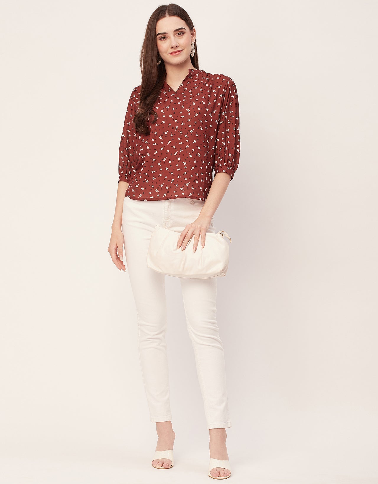 Puff Sleeve Band Collar