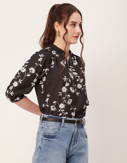 Puff Sleeve Band Collar