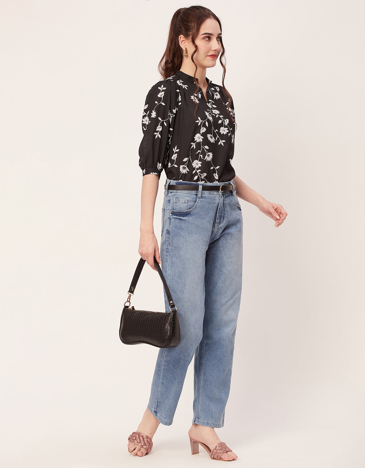 Puff Sleeve Band Collar