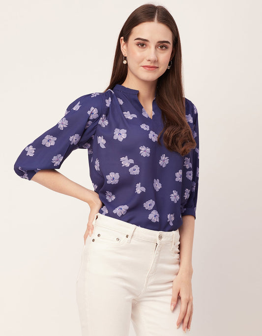 Puff Sleeve Band Collar