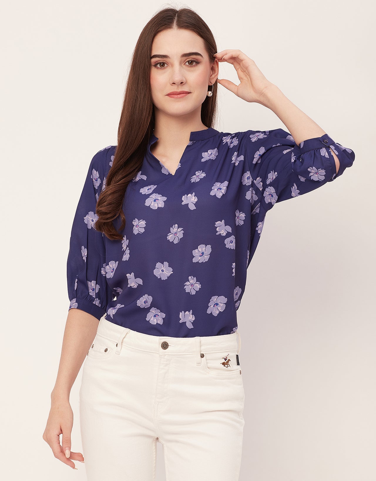 Puff Sleeve Band Collar