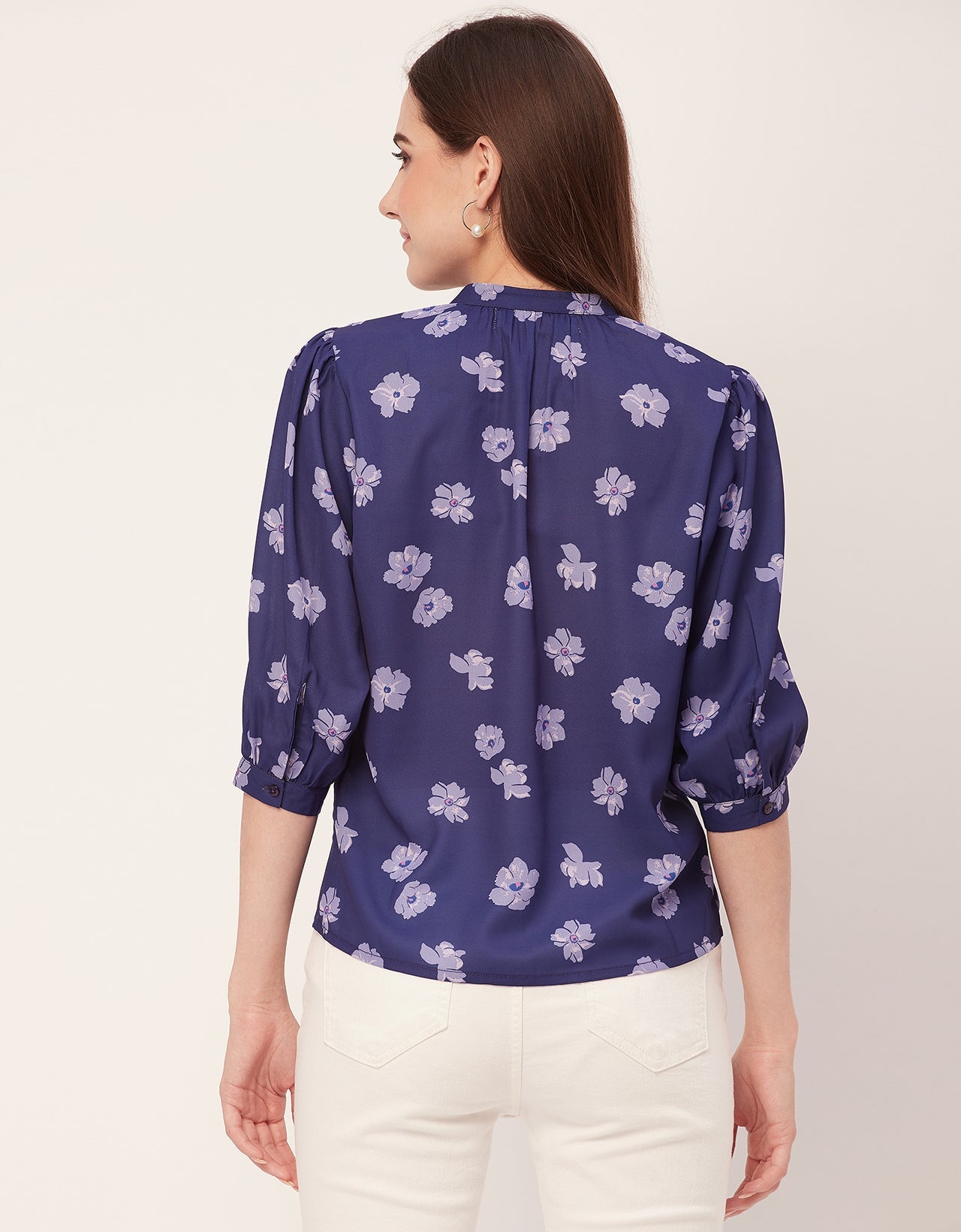 Puff Sleeve Band Collar