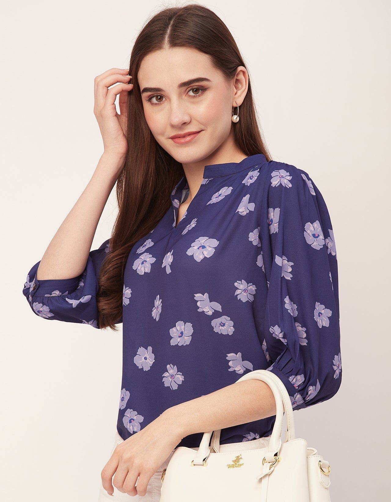 Puff Sleeve Band Collar