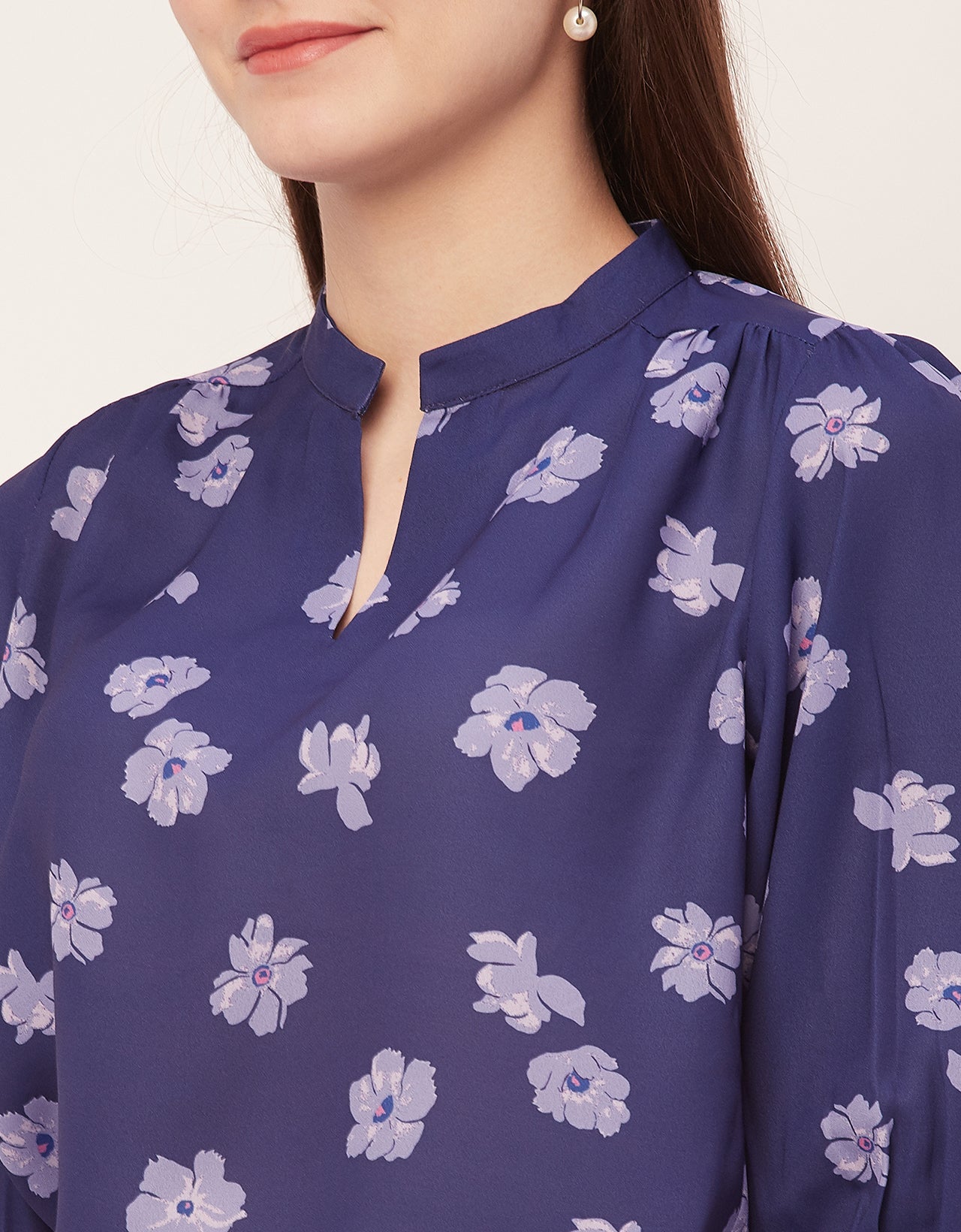 Puff Sleeve Band Collar