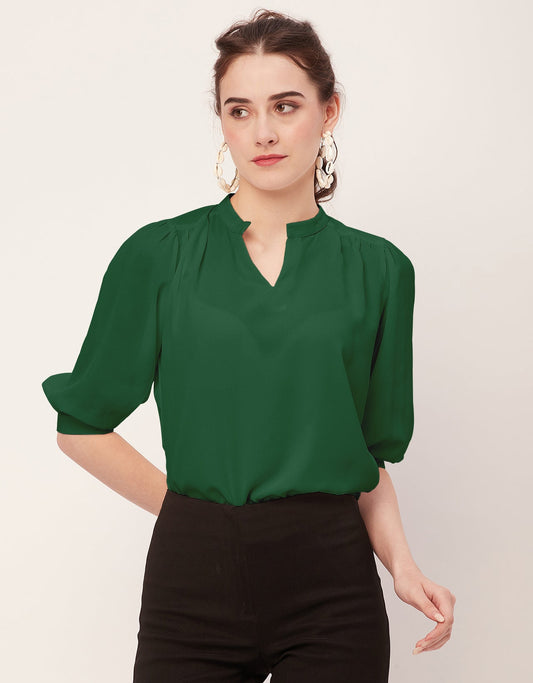 Puff Sleeve Band Collar