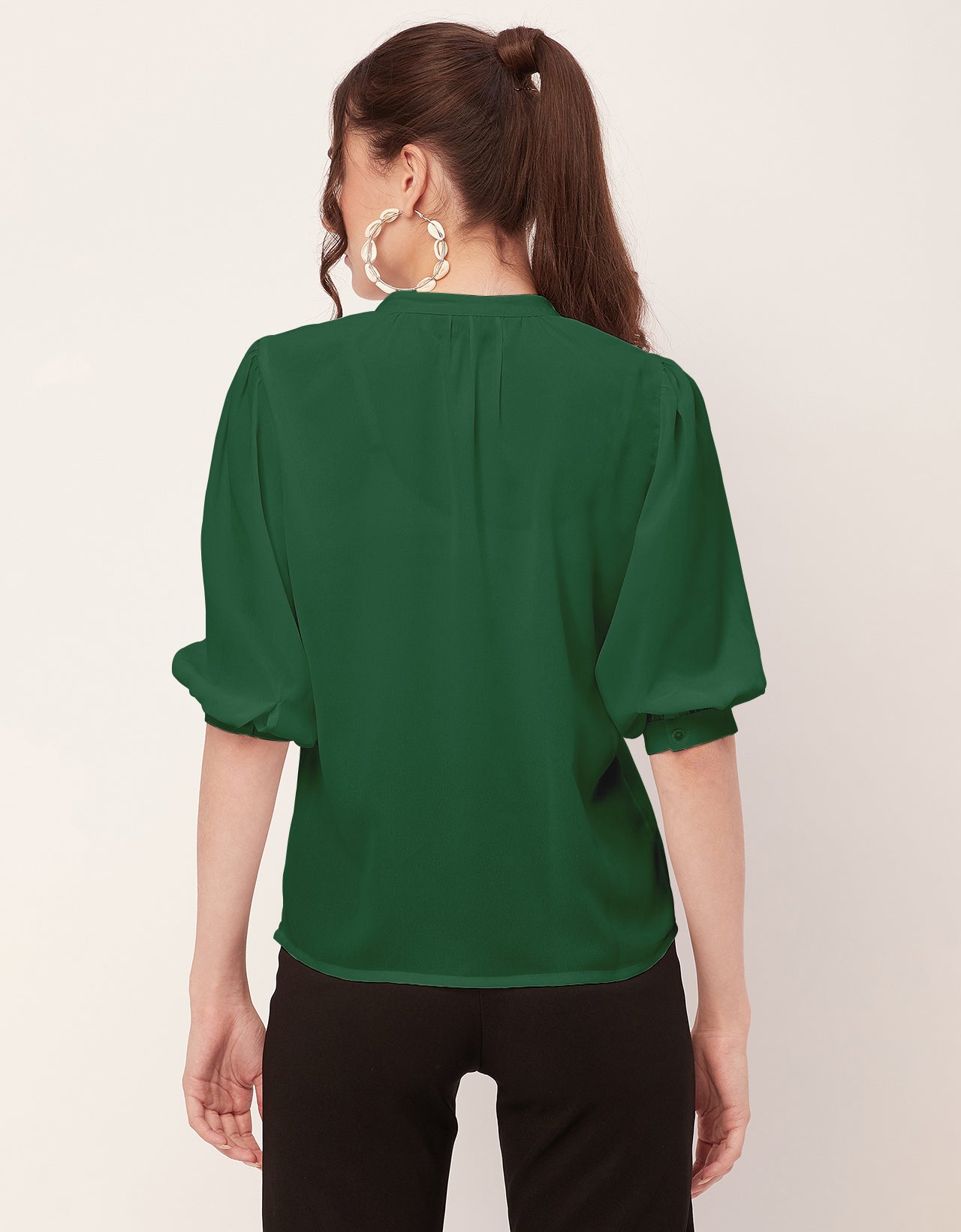 Puff Sleeve Band Collar