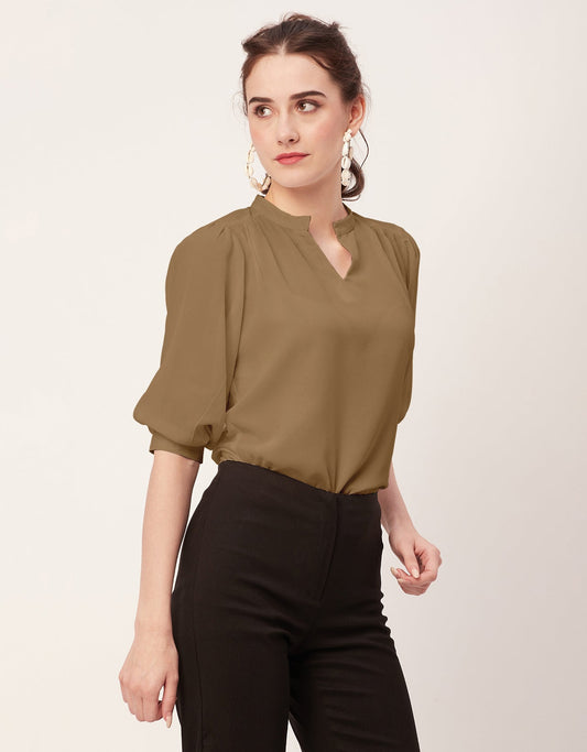 Puff Sleeve Band Collar