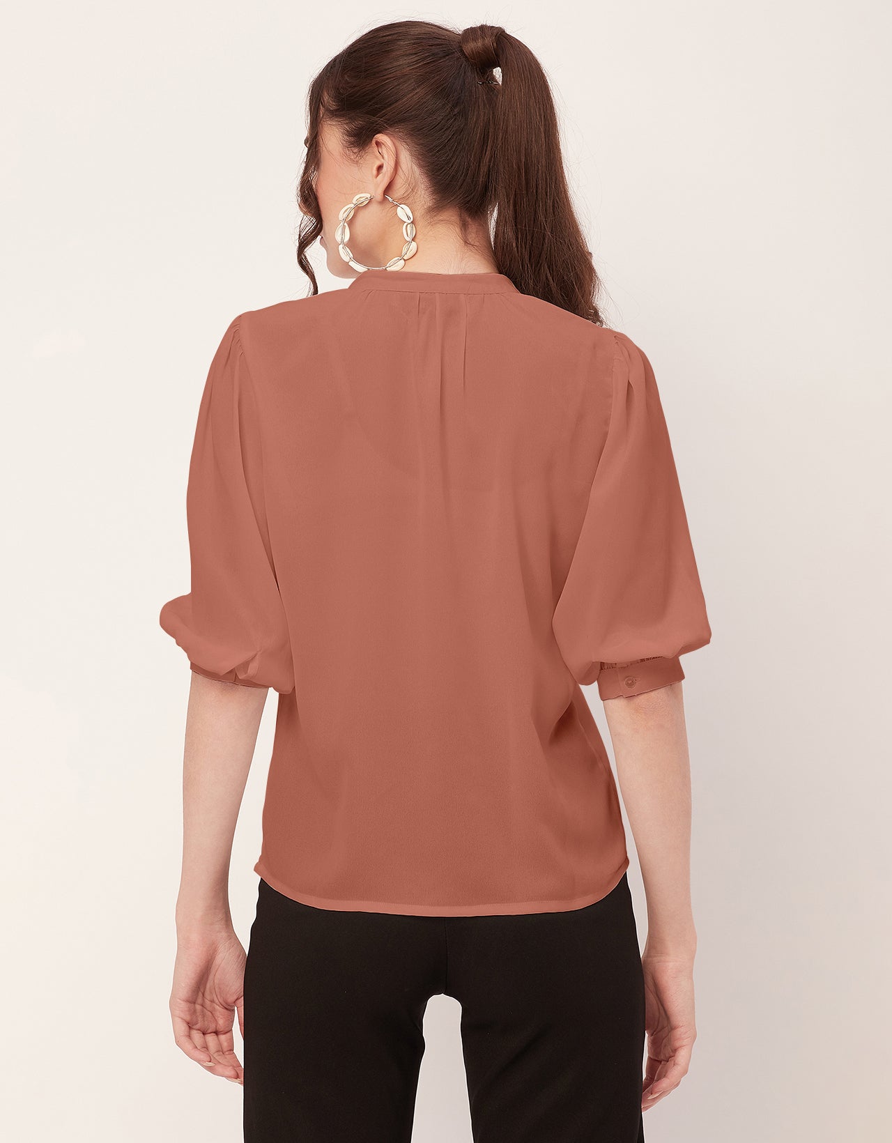 Puff Sleeve Band Collar