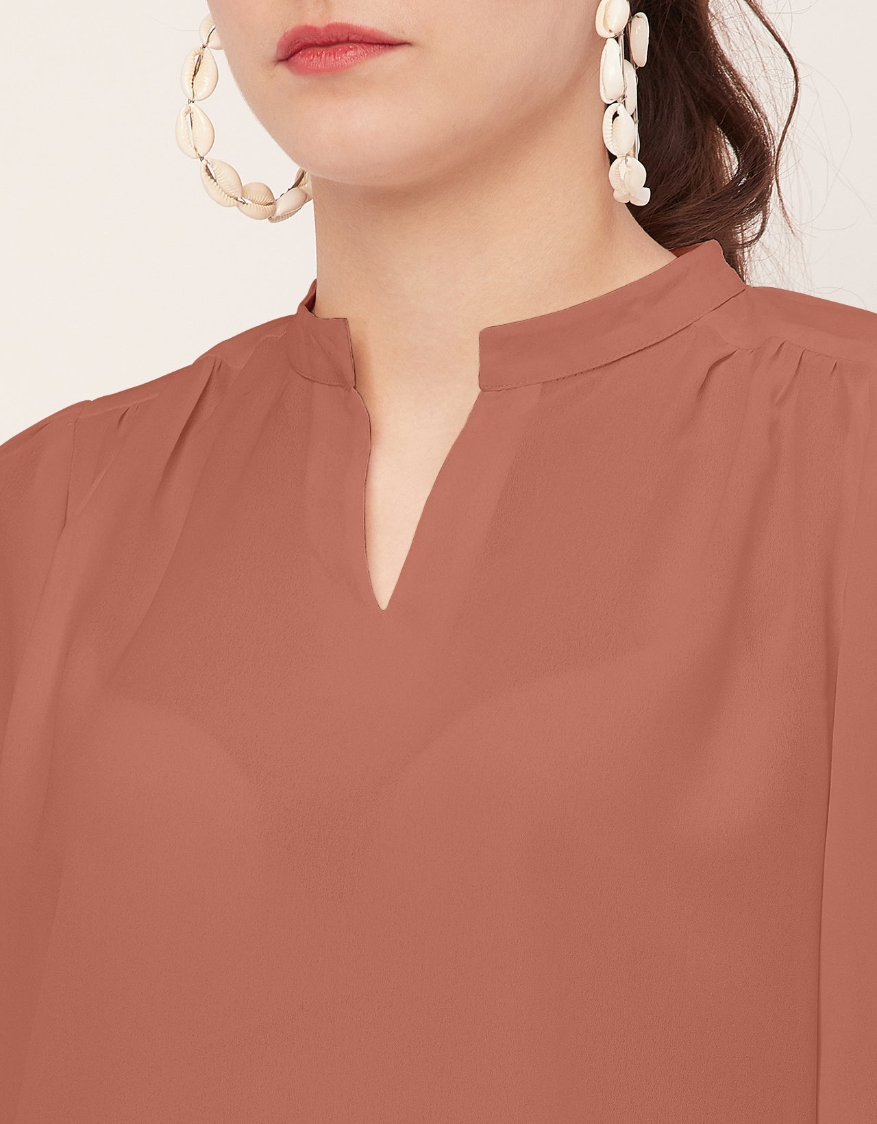 Puff Sleeve Band Collar