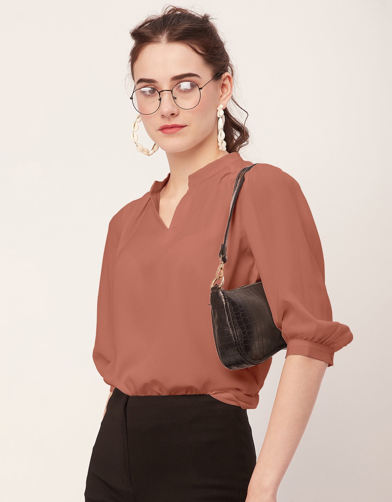 Puff Sleeve Band Collar