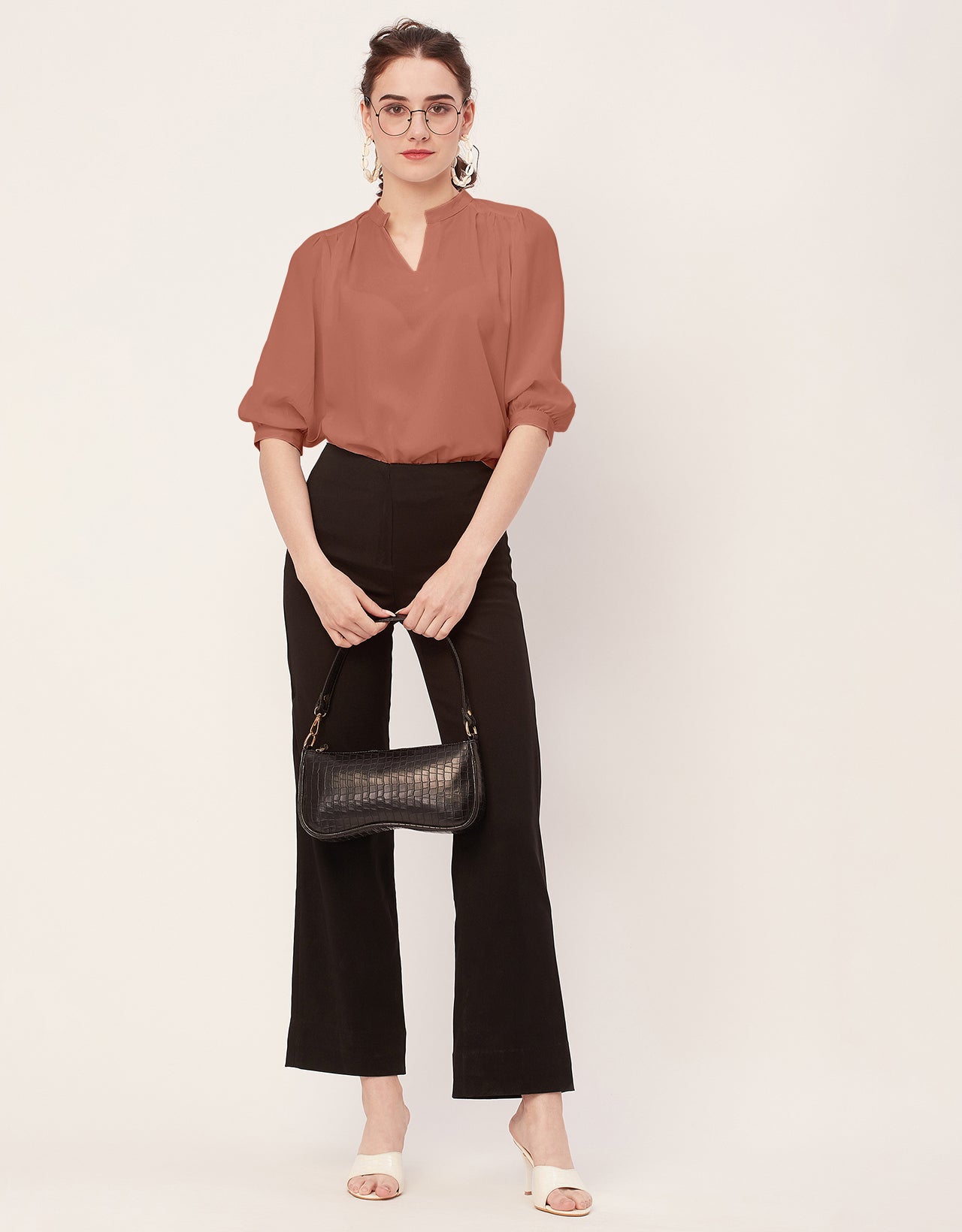 Puff Sleeve Band Collar