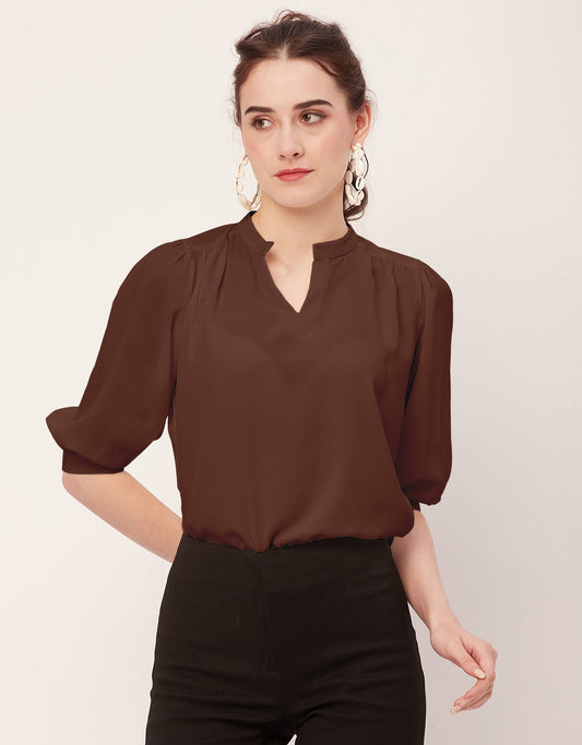 Puff Sleeve Band Collar