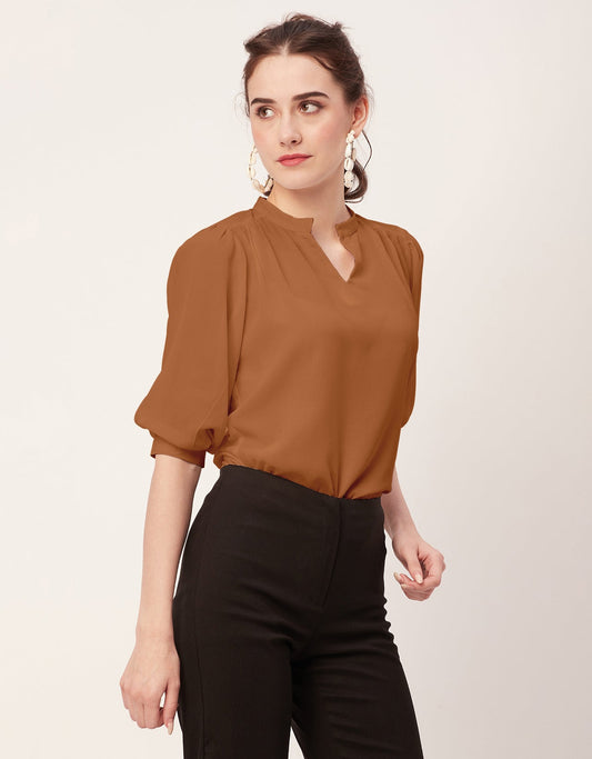 Puff Sleeve Band Collar