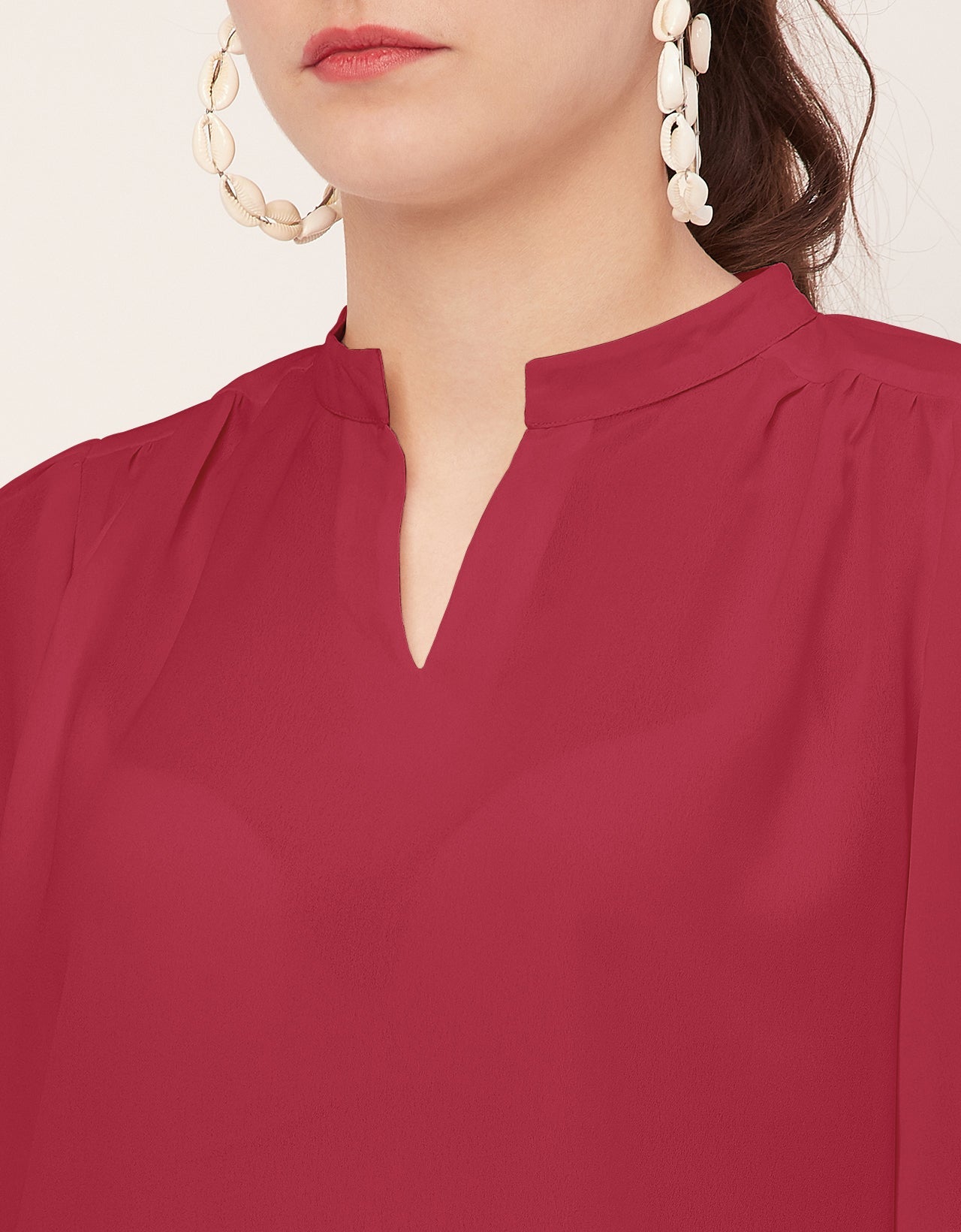 Puff Sleeve Band Collar