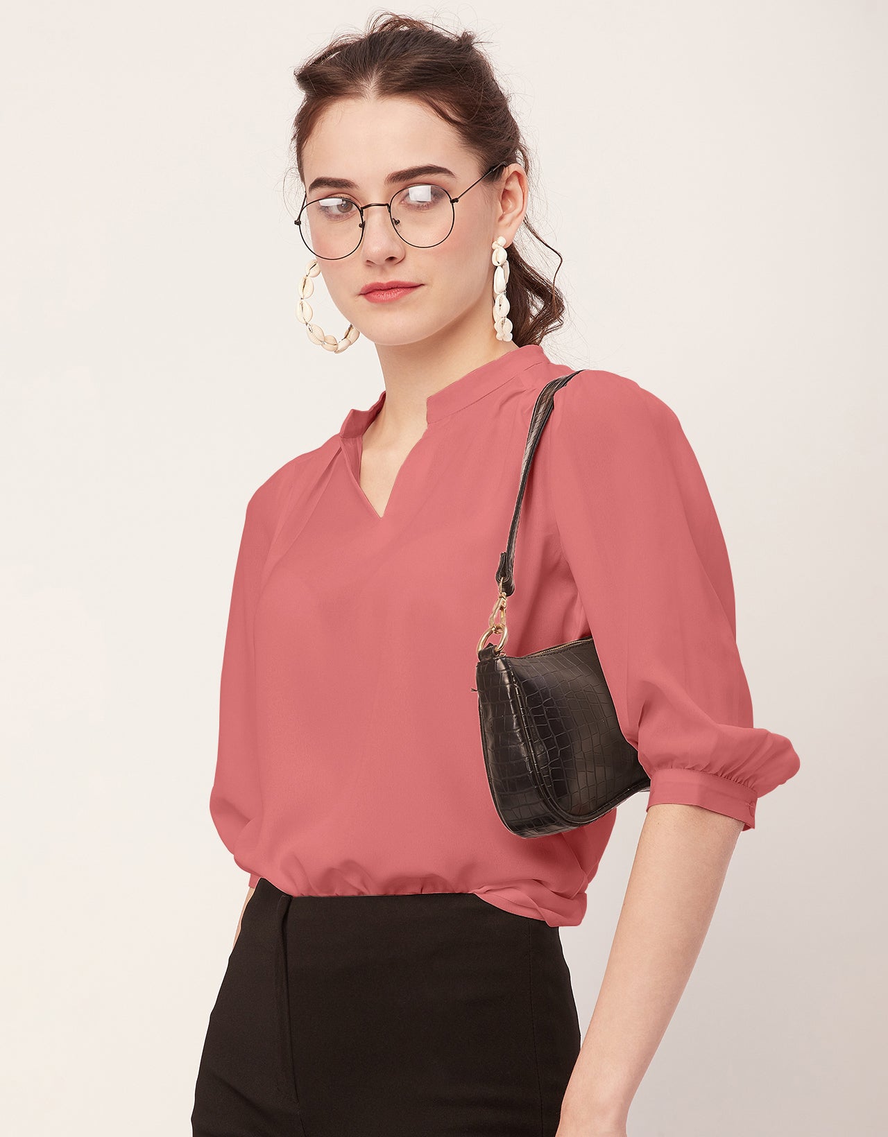 Puff Sleeve Band Collar